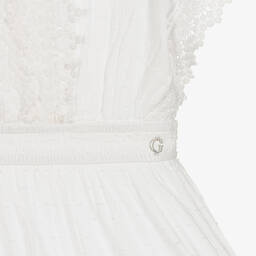 Guess-Girls White Plumeti Cotton Dress | Childrensalon Outlet