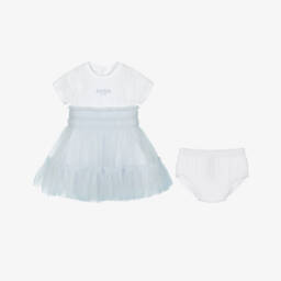 Guess-Girls' White Tee & Blue Tulle Delight | Childrensalon Outlet
