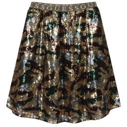 Guess-Gold Sequin Camouflage Skirt | Childrensalon Outlet