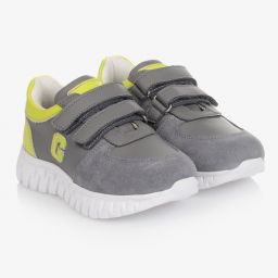 Guess-Grey Leather Velcro Trainers | Childrensalon Outlet