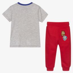 Guess-Серая футболка и красные джоггеры из хлопка | Childrensalon Outlet