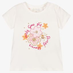 Guess-Ivory Cotton Baby T-Shirt | Childrensalon Outlet