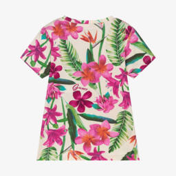 Guess-Ivory Floral Fantasy Cotton Tee | Childrensalon Outlet