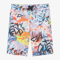Guess-Junior Boys Blue Cotton Graffiti Shorts | Childrensalon Outlet