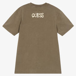 Guess-Junior Boys Green Cotton Banksy T-Shirt | Childrensalon Outlet