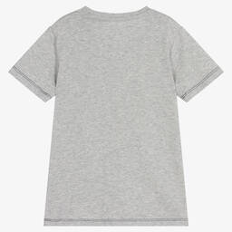 Guess-Junior Boys Grey Cotton Logo T-Shirt | Childrensalon Outlet