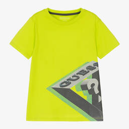 Guess-Junior Boys Lime Green Cotton T-Shirt | Childrensalon Outlet