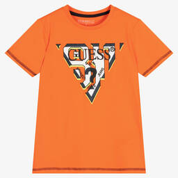 Orange and white guess shirt clearance