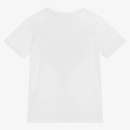 Guess-Junior Boys White Cotton Logo T-Shirt | Childrensalon Outlet