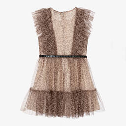 Guess-Junior Girls Beige & Brown Leopard Tulle Dress | Childrensalon Outlet