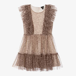Guess-Junior Girls Beige & Brown Leopard Tulle Dress | Childrensalon Outlet
