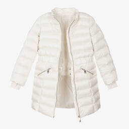 Guess-معطف لون عاجي مبطن بريش للبنات | Childrensalon Outlet