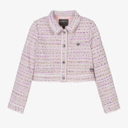 Guess-Junior Girls Pink & Lilac Tweed Jacket | Childrensalon Outlet