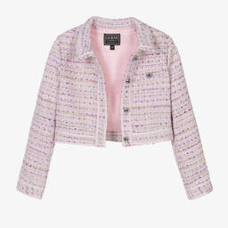 Guess-Junior Girls Pink & Lilac Tweed Jacket | Childrensalon Outlet