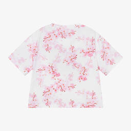 Guess-Розово-белая футболка из хлопка для девочек - подростков | Childrensalon Outlet