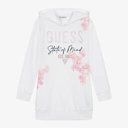 Guess-Белое платье-худи с цветами для девочек - подростков | Childrensalon Outlet