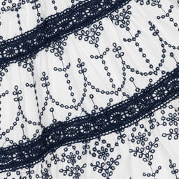 Guess-Junior Girls White & Blue Cotton Broderie Dress | Childrensalon Outlet