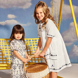 Guess-Junior Girls White Embroidered Cotton Dress | Childrensalon Outlet