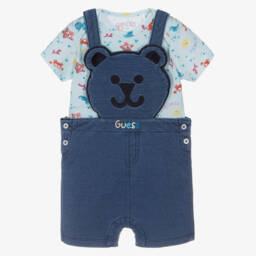 Guess-Little Boy's Aqua Dungaree Ensemble | Childrensalon Outlet