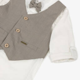 Guess-Little Gentlemen's Beige Striped Ensemble | Childrensalon Outlet