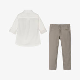 Guess-Little Gentlemen's Beige Striped Ensemble | Childrensalon Outlet