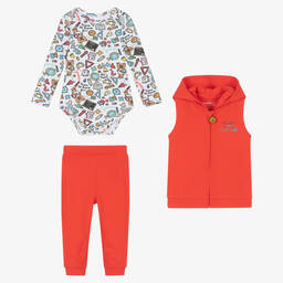 Guess-Красно-белый комплект с джоггерами из хлопка | Childrensalon Outlet