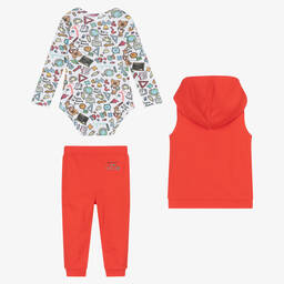 Guess-Красно-белый комплект с джоггерами из хлопка | Childrensalon Outlet