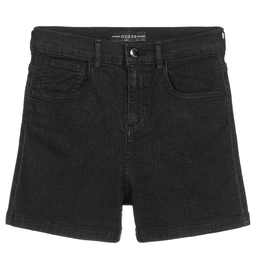 Guess-Teen Black Denim Logo Shorts | Childrensalon Outlet