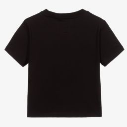 Guess-Teen Black Logo Cropped Top | Childrensalon Outlet