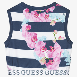 Guess-Teen Blue Striped Crop Top | Childrensalon Outlet