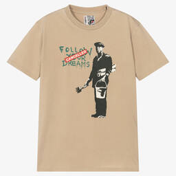 Guess-Бежевая футболка с граффити Бэнкси | Childrensalon Outlet