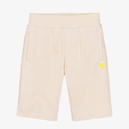 Guess-Teen Boys Beige Jersey Logo Shorts | Childrensalon Outlet