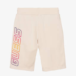Guess-Teen Boys Beige Jersey Logo Shorts | Childrensalon Outlet