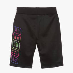 Guess-شورت تينز ولادي قطن جيرسي لون أسود | Childrensalon Outlet