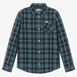Guess-Рубашка в сине-зеленую клетку | Childrensalon Outlet