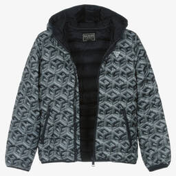 Guess-Teen Boys Blue Monogram Puffer Jacket | Childrensalon Outlet