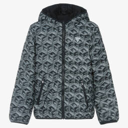 Guess-Teen Boys Blue Monogram Puffer Jacket | Childrensalon Outlet