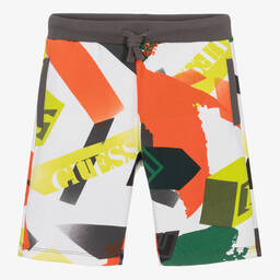 Guess-شورت تينز ولادي قطن لون أخضر وبرتقالي | Childrensalon Outlet