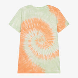 Guess-Зелено-оранжевая футболка с принтом тай-дай для мальчиков-подростков | Childrensalon Outlet