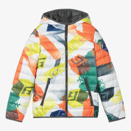 Guess-Teen Boys Orange & Green Puffer Jacket | Childrensalon Outlet