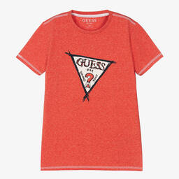 Guess-Teen Boys Red Logo T-Shirt | Childrensalon Outlet