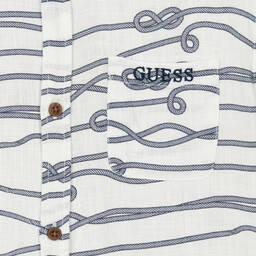 Guess-قميص فيسكوز وكتان لون أبيض للمراهقين | Childrensalon Outlet