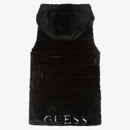 Guess-جيليه هودي تينز بناتي فرو صناعي لون أسود | Childrensalon Outlet