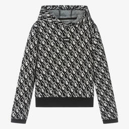 Guess-توب هودي مزيج فيسكوز محبوك لون أسود ورمادي | Childrensalon Outlet