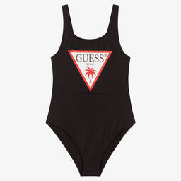 Guess-Teen Girls Black Triangle Logo Swimsuit | Childrensalon Outlet