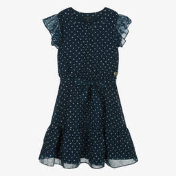 Guess-Teen Girls Blue Chiffon Polka Dot Dress | Childrensalon Outlet