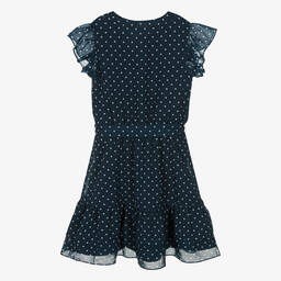 Guess-Teen Girls Blue Chiffon Polka Dot Dress | Childrensalon Outlet