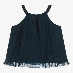 Guess-Teen Girls Blue Pleated Chiffon Top | Childrensalon Outlet
