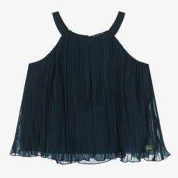 Guess-Teen Girls Blue Pleated Chiffon Top | Childrensalon Outlet