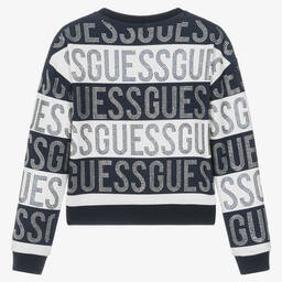 Guess-Teen Girls Blue & White Sweatshirt | Childrensalon Outlet